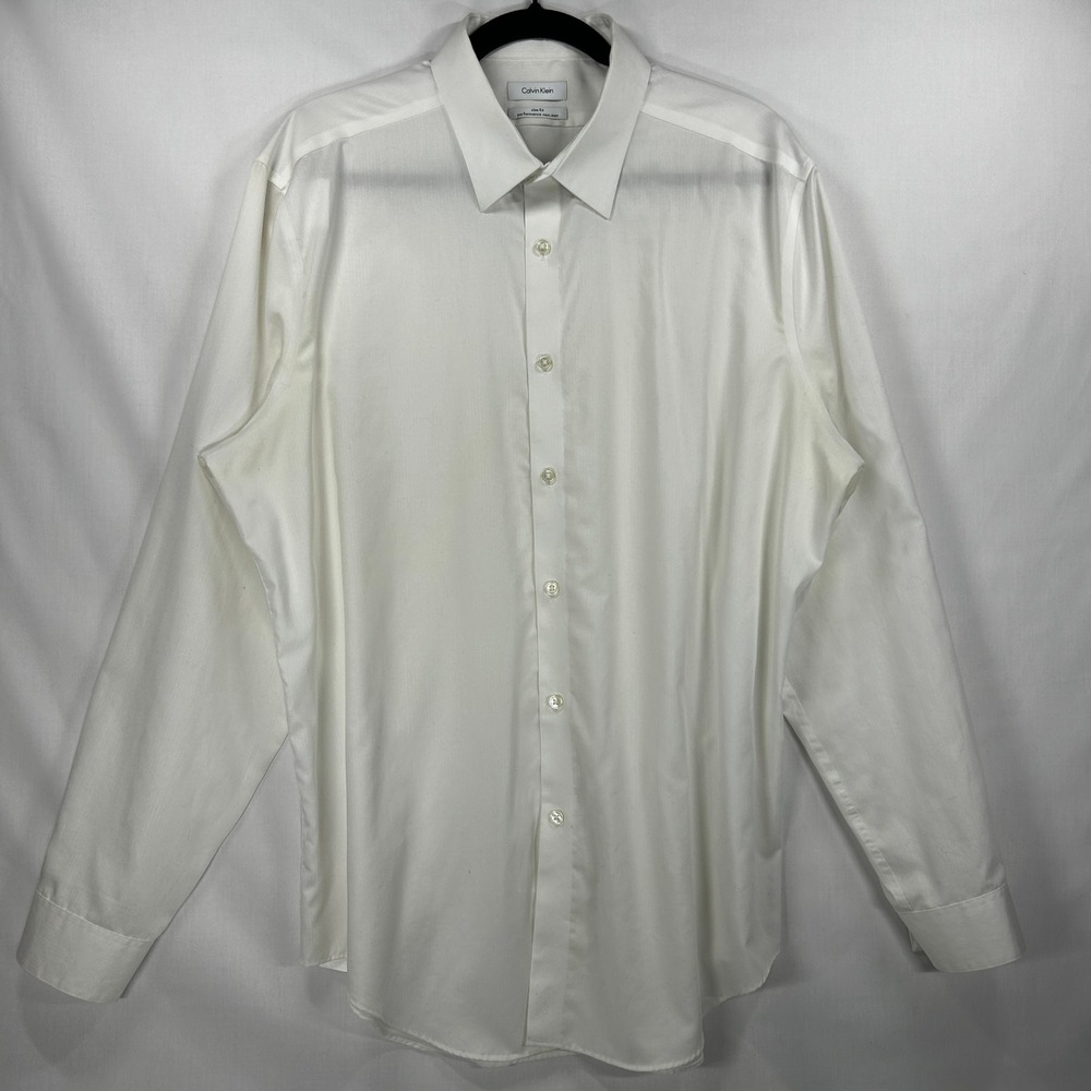Calvin Klein White Slim Fit Non-Iron Dress Shirt L